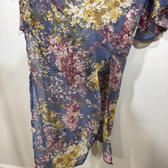 Umgee Floral Open Front Long Kimono Duster Cardigan Womens M Boho Fairy - Picture 3 of 6
